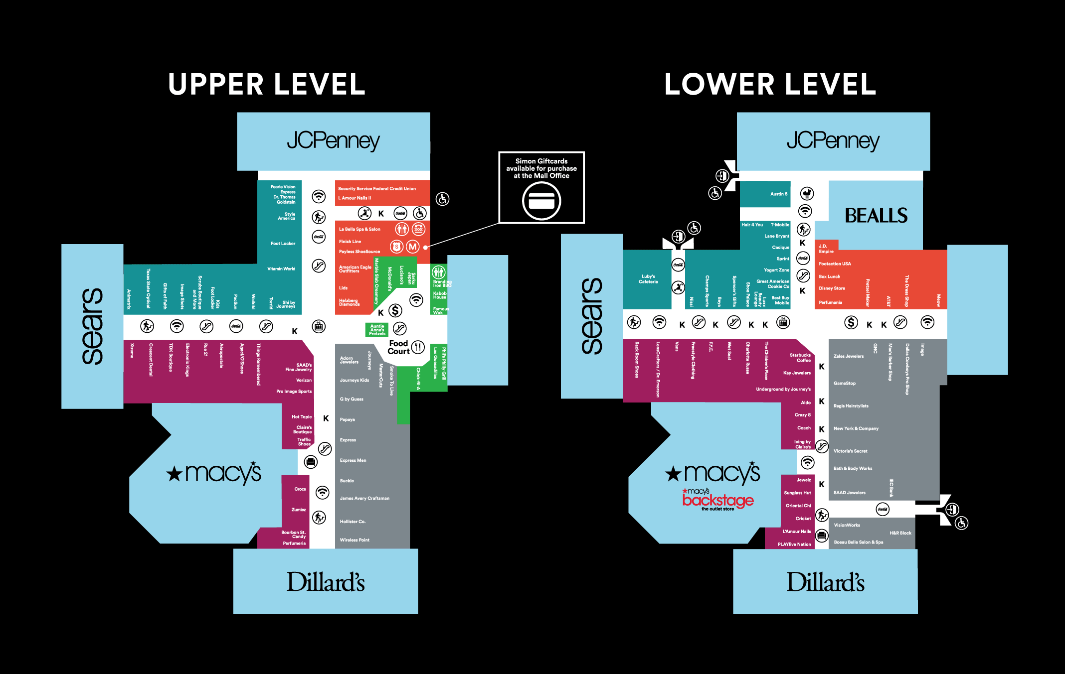 Mall Map of Ingram Park Mall, a Simon Mall San Antonio, TX