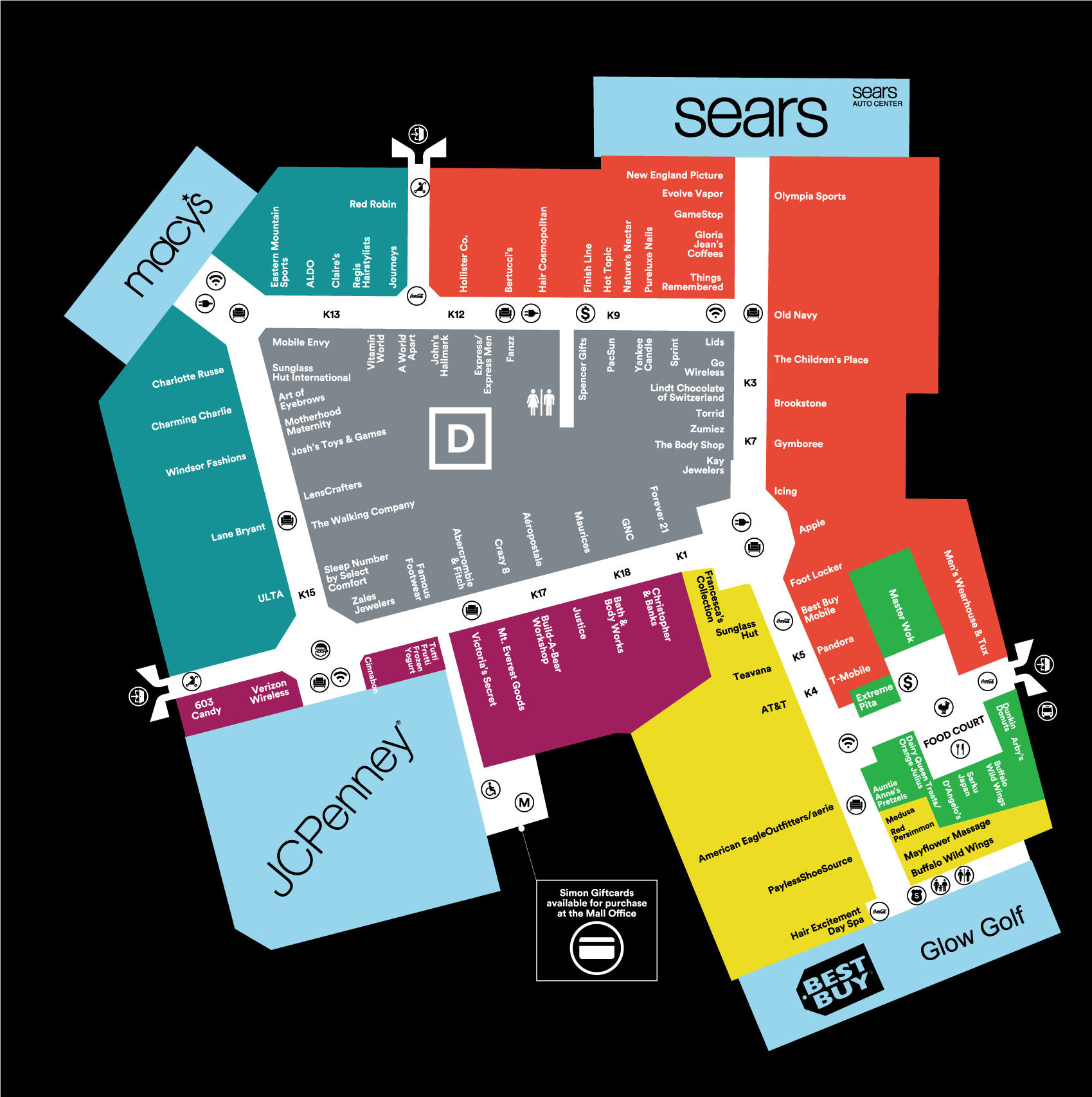 Mall Map of The Mall of New Hampshire, a Simon Mall - Manchester, NH