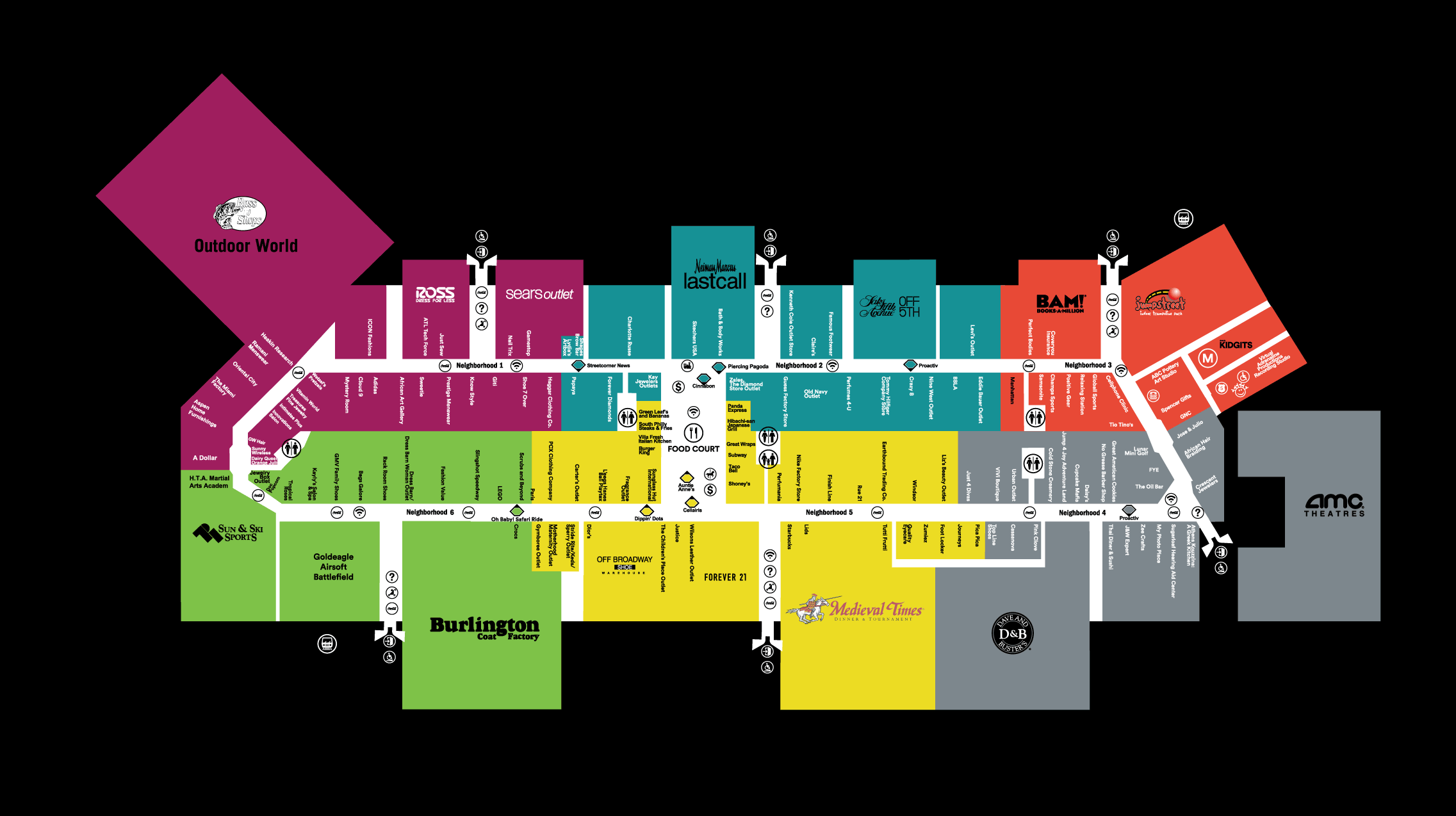 Mall Map of Sugarloaf Mills®, a Simon Mall - Lawrenceville, GA