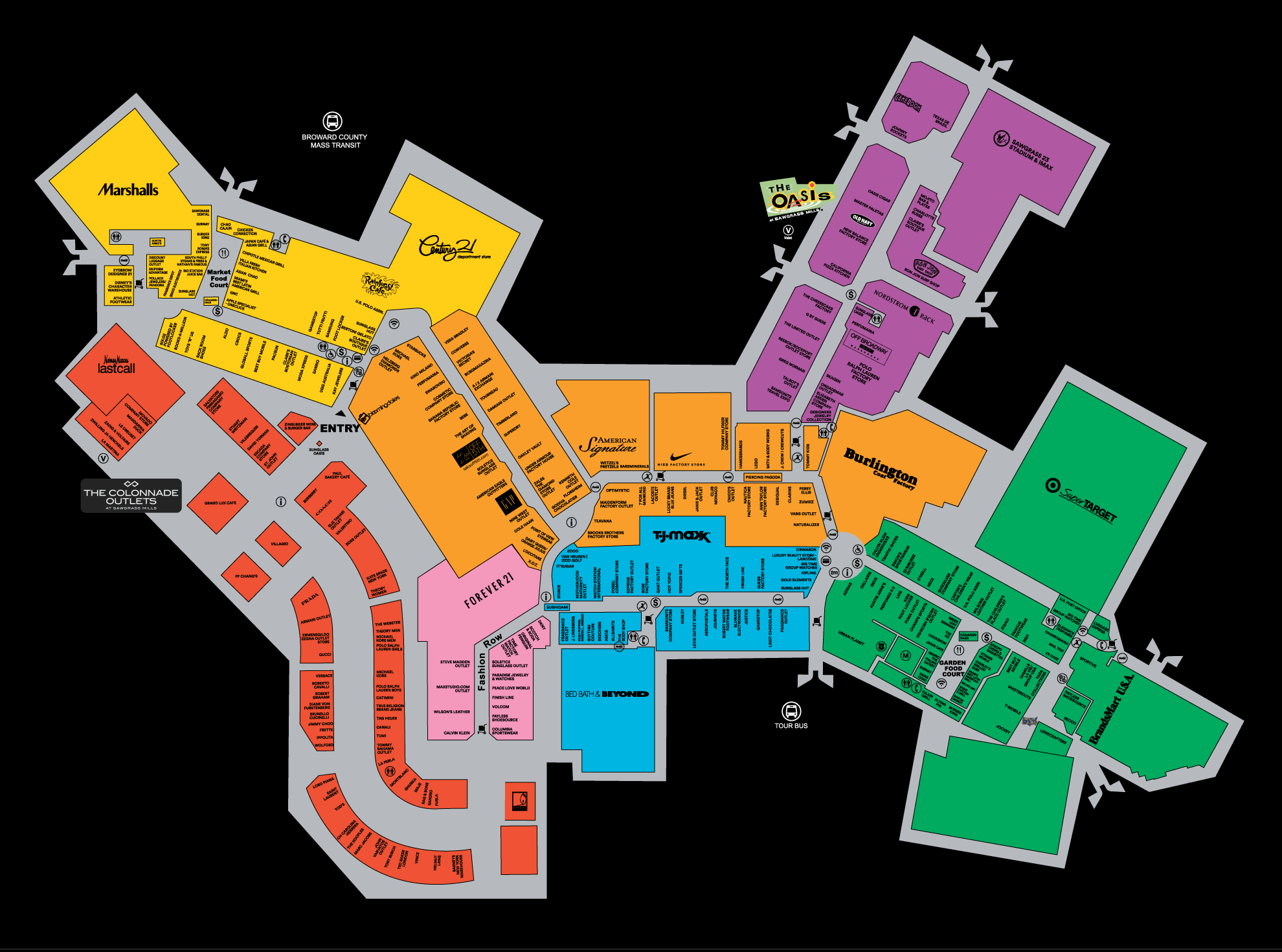 Mall Map of Sawgrass Mills®, a Simon Mall - Sunrise, FL