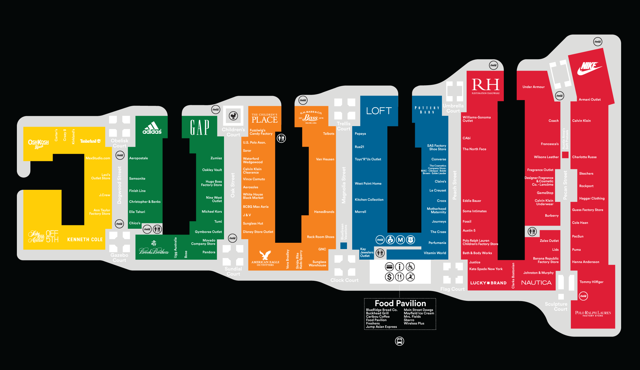 Outlet Mall Stores Map | semashow.com