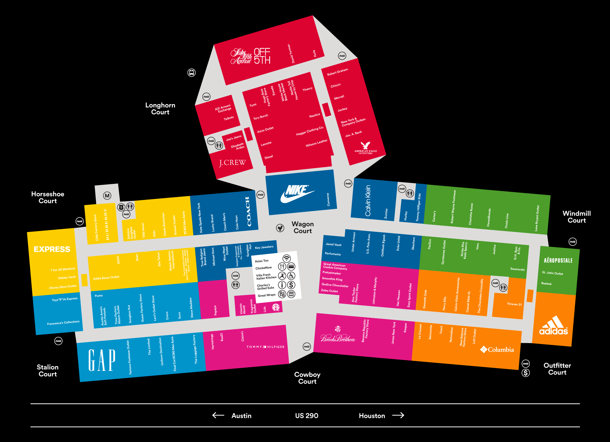 Complete List Of Stores Located At Houston Premium Outlets? - A ...