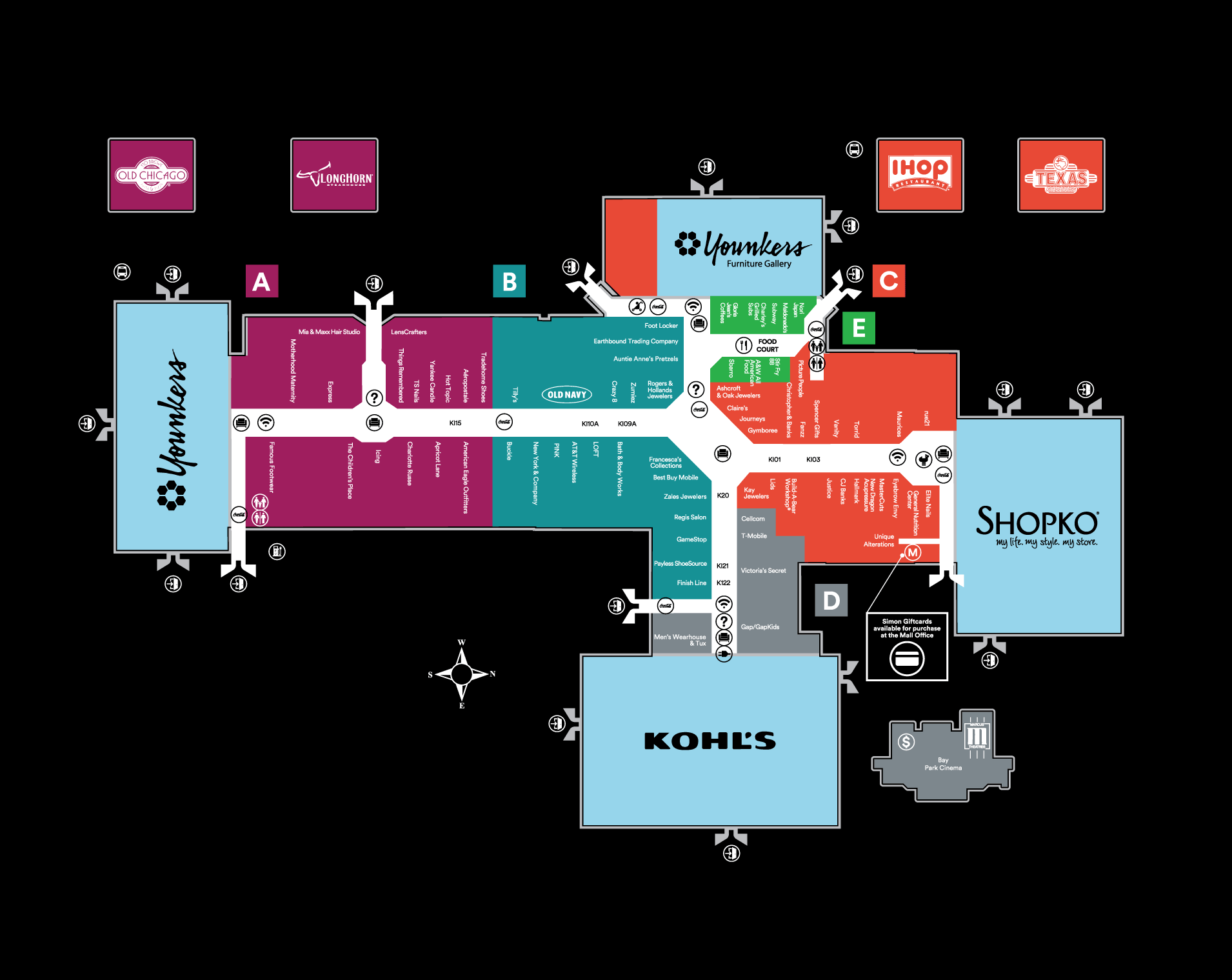 Bay Park Square Mall Map United States Map