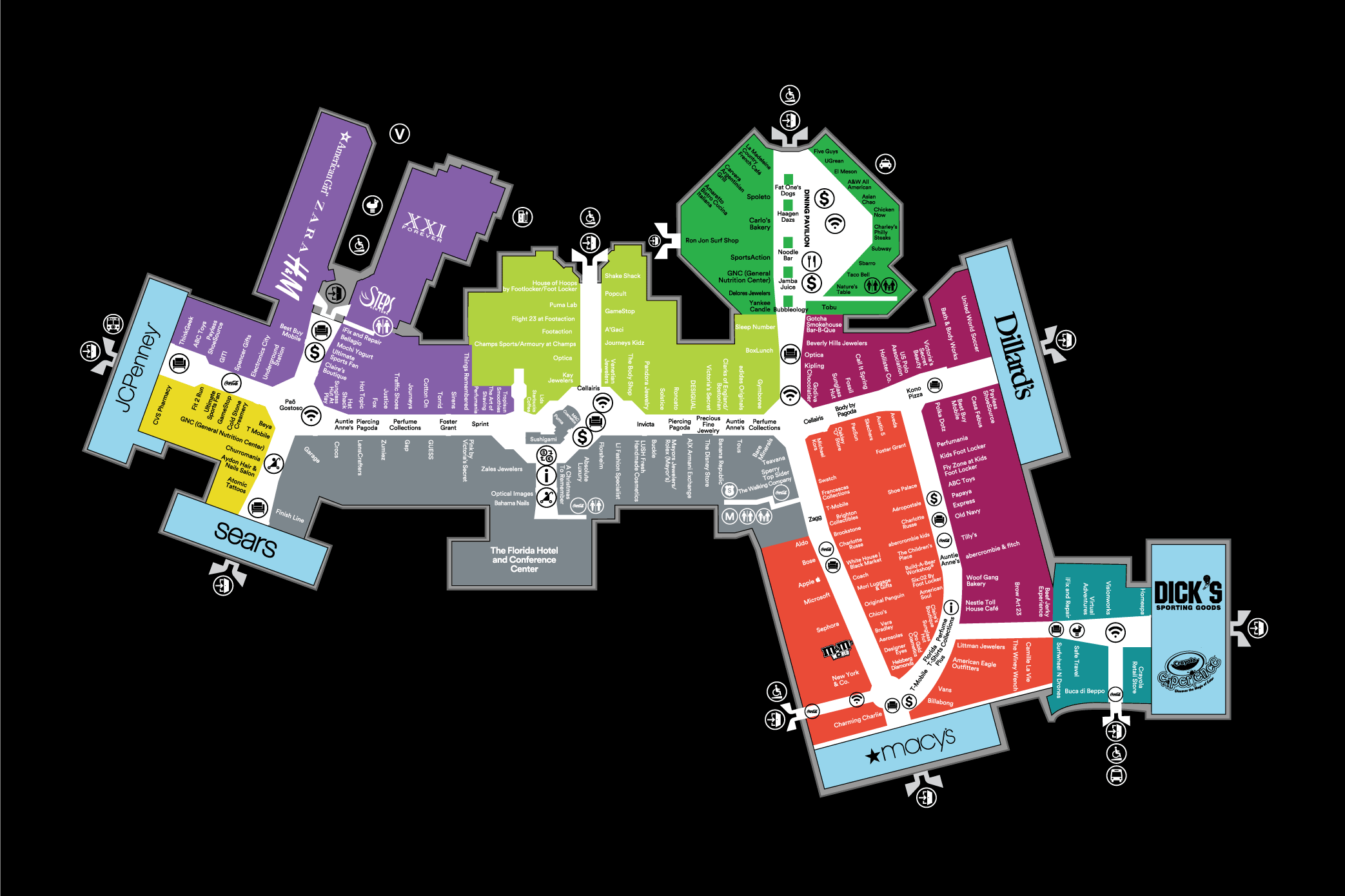 Mall Map of The Florida Mall®, a Simon Mall - Orlando, FL