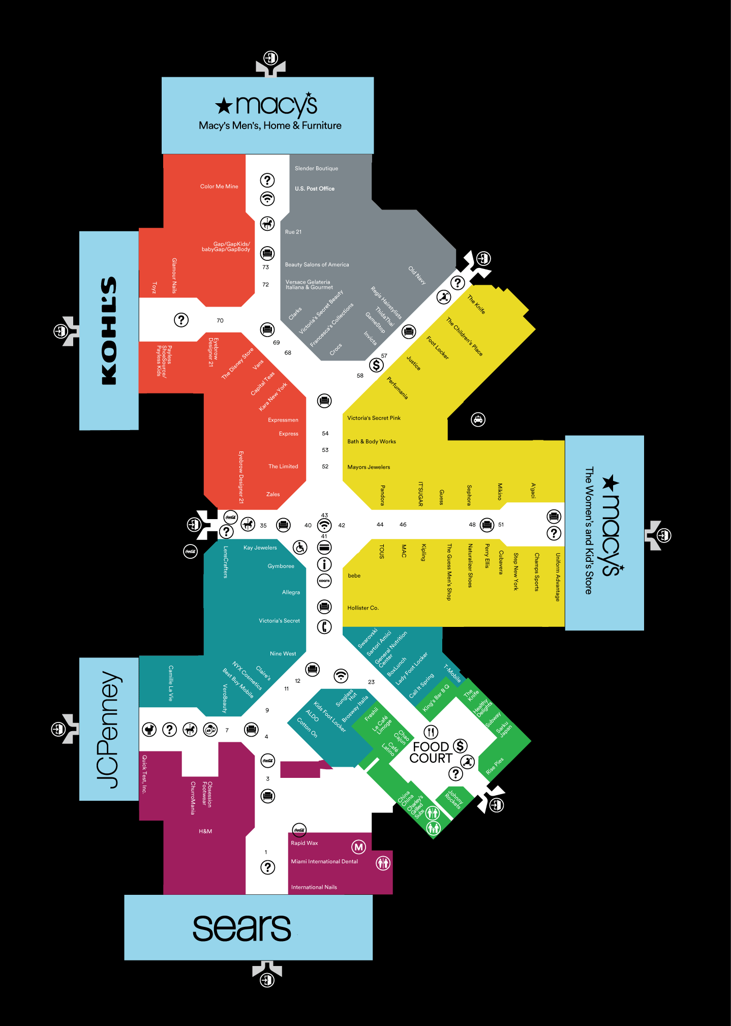 Complete List Of Stores Located At Miami International Mall - A 